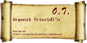 Orgonik Trisztán névjegykártya